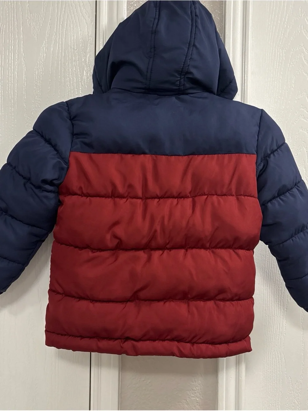 Children's Navy, White & Red Puffer Jacket with Hood